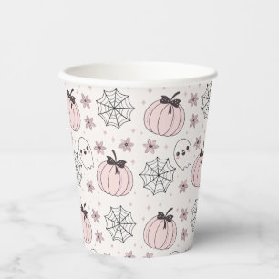 Gobelets En Papier Pastel Pink Halloween Motif sans couture