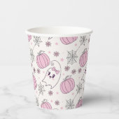 Gobelets En Papier Pastel Pink Halloween Motif sans couture (4) (Recto)