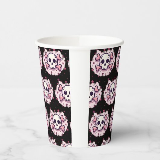 Gobelets En Papier Pastel Pink Skull and Crossbones (Gauche)