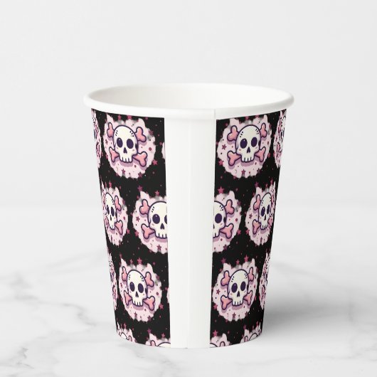 Gobelets En Papier Pastel Pink Skull and Crossbones (Droite)