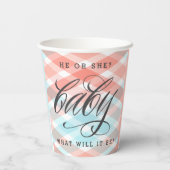 Gobelets En Papier Pastel Plaid Baby shower Genre Révélation (Verso)