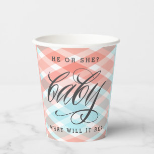 Gobelets En Papier Pastel Plaid Baby shower Genre Révélation