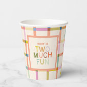 Gobelets En Papier Pastel Plaid "Two Many Fun" 2e anniversaire person (Verso)