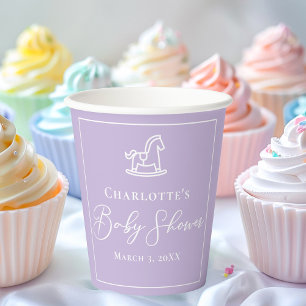 Gobelets En Papier Pastel Purple Horse Baby shower sur mesure