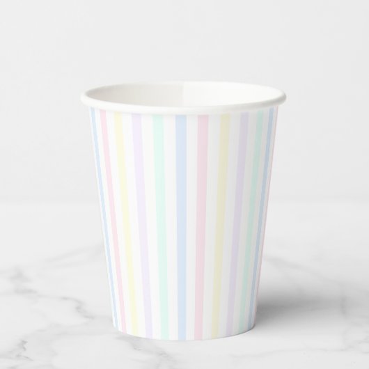 Gobelets En Papier Pastel Rainbow Candy Stripe Retro (Gauche)