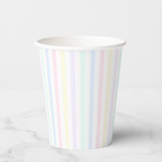 Gobelets En Papier Pastel Rainbow Candy Stripe Retro (Recto)