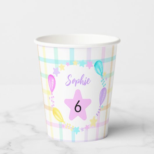 Gobelets En Papier Pastel Rainbow Party pour filles (Verso)