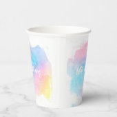 Gobelets En Papier Pastel Rainbow Watercolor Anniversaire (Droite)