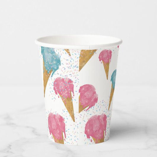 Gobelets En Papier Pastel Retro Aquarelle Crème glacée et arrosages (Droite)