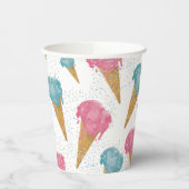 Gobelets En Papier Pastel Retro Aquarelle Crème glacée et arrosages (Gauche)