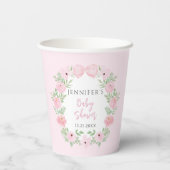 Gobelets En Papier Pastel rose fleuri wreath boho bébé douche (Verso)