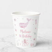 Gobelets En Papier Pastel rose sous la mer Anniversaire (Recto)