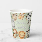 Gobelets En Papier Pastel Tropical Wild One Jungle Safari Animaux (Verso)