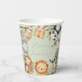 Gobelets En Papier Pastel Tropical Wild One Jungle Safari Animaux (Recto)