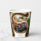 Gobelets En Papier Pastel Watercolor Enfants Monster Truck Anniversai (Recto)