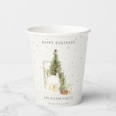 Gobelets En Papier Pastel White Snow Tree Maisons Joyeuses Fêtes (Verso)