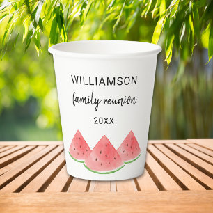 Gobelets En Papier Pastèque de réunion familiale personnalisée