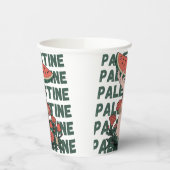 Gobelets En Papier pastèque, fleurs et palestine Texte Répéter (Gauche)