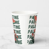 Gobelets En Papier pastèque, fleurs et palestine Texte Répéter (Droite)