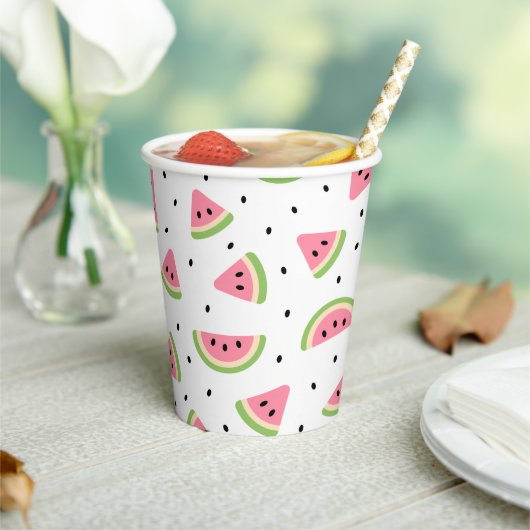 Gobelets En Papier Pastèque rose, Graines de pastèque, Motif d'été (Insitu)