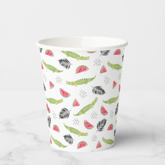 Gobelets En Papier Pastèque tropicale et Motif de crocodile (Gauche)