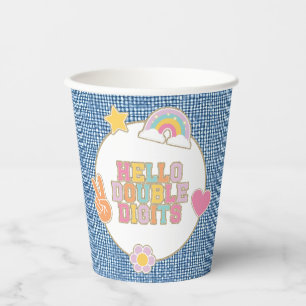 Gobelets En Papier Patch Preppy Bonjour Double Chiffres 10e Anniversa