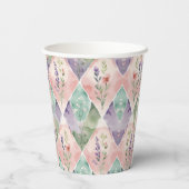 Gobelets En Papier Patchwork floral aquarelle (Verso)