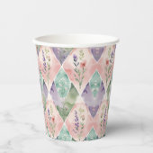 Gobelets En Papier Patchwork floral aquarelle (Recto)