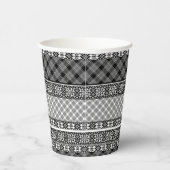 Gobelets En Papier Patchwork rayé noir et blanc avec dentelle (Droite)