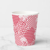 Gobelets En Papier Patchwork rouge et blanc rustique (Verso)