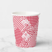 Gobelets En Papier Patchwork rouge et blanc rustique (Gauche)