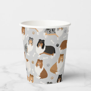 Gobelets En Papier Pâtes et os de collie rugueux