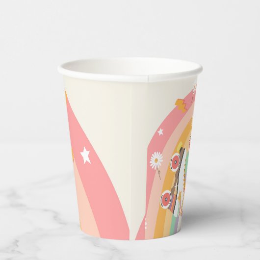 Gobelets En Papier Patinage à rouleaux Retro Super fille Anniversaire (Droite)