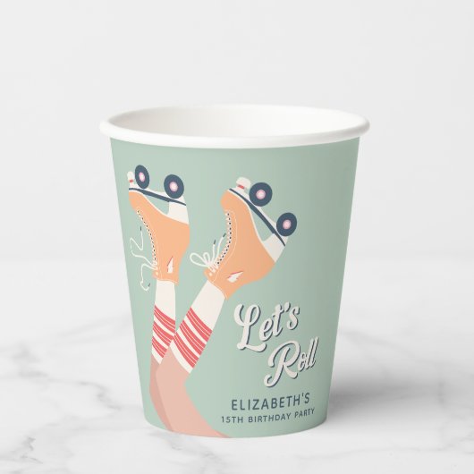Gobelets En Papier Patinage à roulettes fête d'anniversaire (Recto)