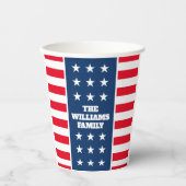 Gobelets En Papier Patriotique 4 juillet fête étoiles & rayures perso (Recto)