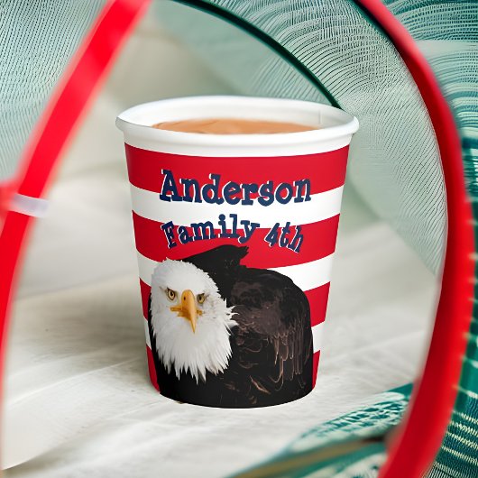 Gobelets En Papier Patriotique American Eagle Nom de famille Flag Str