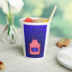 Gobelets En Papier Patriotique USA Chef Rouge Blanc Bleu BBQ Cuisine
