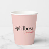 Gobelets En Papier Patron et nom de fille rose moderne | best Girly G (Recto)