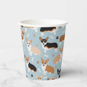 Gobelets En Papier Patrouilles et os de Chiens de Corgi