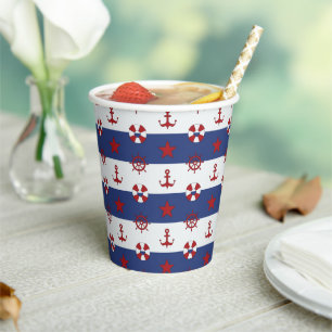 Gobelets En Papier Patteries Nautical Stars and Stripes