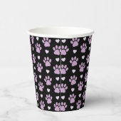 Gobelets En Papier Pattern of paws, Dog paws, Lilac paws, Hearts (Droite)
