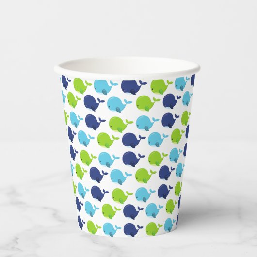 Gobelets En Papier Pattern of Whales, Cute Whales, Sea Animals (Recto)