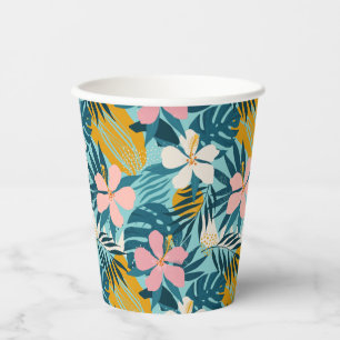 Gobelets En Papier Pattern tropical hibiscus