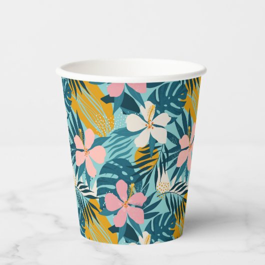 Gobelets En Papier Pattern tropical hibiscus (Recto)