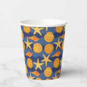 Gobelets En Papier Patters bleus et orange Seashell (Gauche)