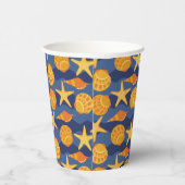 Gobelets En Papier Patters bleus et orange Seashell (Droite)