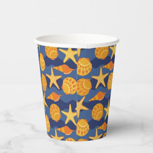Gobelets En Papier Patters bleus et orange Seashell (Droite)