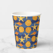 Gobelets En Papier Patters bleus et orange Seashell (Recto)