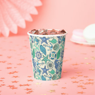 Gobelets En Papier Patters de Teal Sea Animals