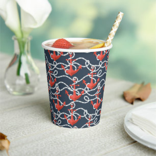 Gobelets En Papier Patters Nautical Anchors et Rope